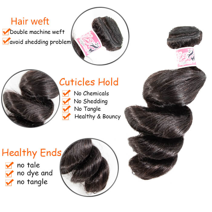 GS Virgin Hair Loose Wave 5×5 Lace Closure and Brazilian Hair Braid Loose Weave 3 Bunch Cabello Series