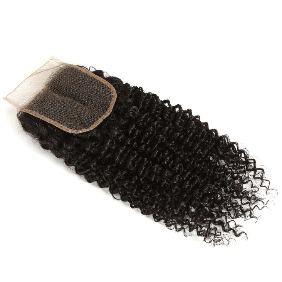 GS Virgin Hair Upgrade Lace Closure Deep Curly 4*4 Middle Part Top Lace Closure Natural Black Color Cabello Series