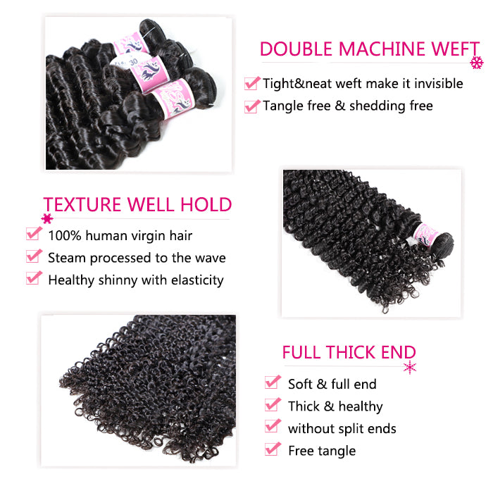 GS Virgin Hair Cabello Series 3pcs/pack Indian Deep Curly