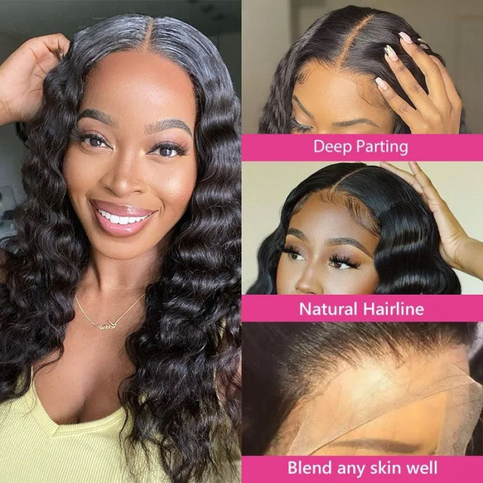 GS Virgin Hair Deep Curly 4 Bundles with 5x5 Free Part HD Lace Closure Natural Black