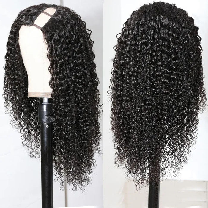 GS Virgin Hair U Part Wig Brazilian Hair Deep Curly Wig Natural Color 100%Vrigin Hair Cabello Series