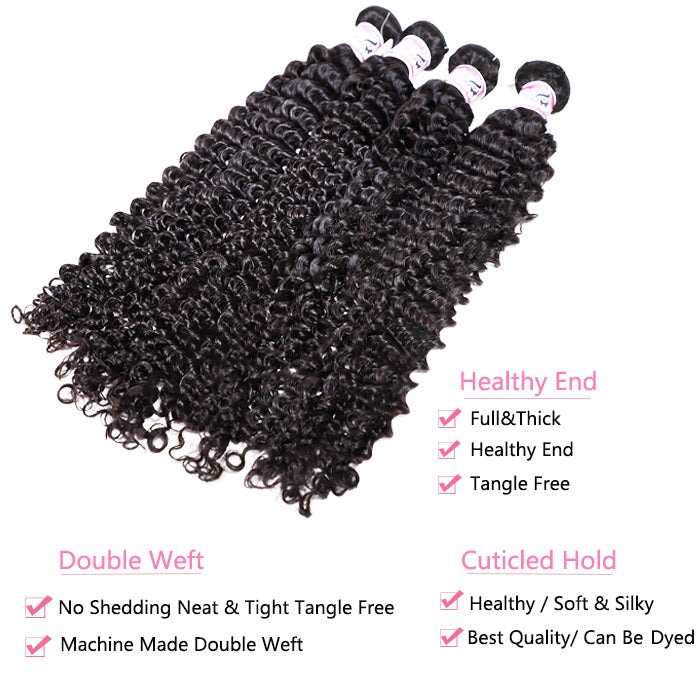 GS Virgin Hair Peruvian Deep Curly Virgin Hair Weaves 4pcs/pack Cabello Series