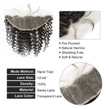 GS Virgin Hair 13X4 Transparent Deep curly Upgrade Lace Frontal  Natural Color