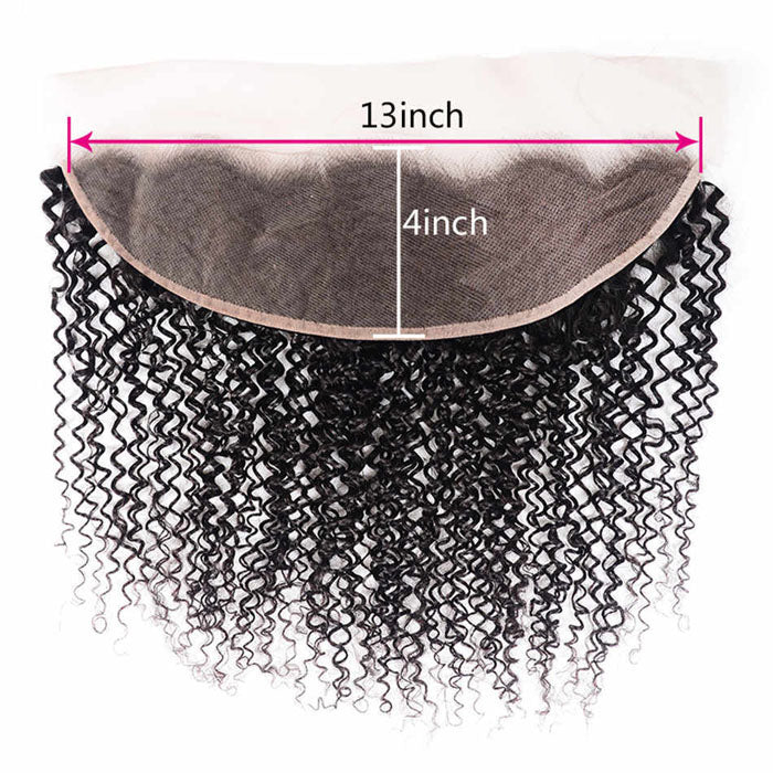GS Virgin Hair 13X4 Transparent Deep curly Upgrade Lace Frontal  Natural Color