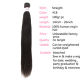 GS Virgin Hair Straight Hair 4 Bundles with 4X4 HD Lace Closure Middle Part ,Natural Black 100% Virgin Hair