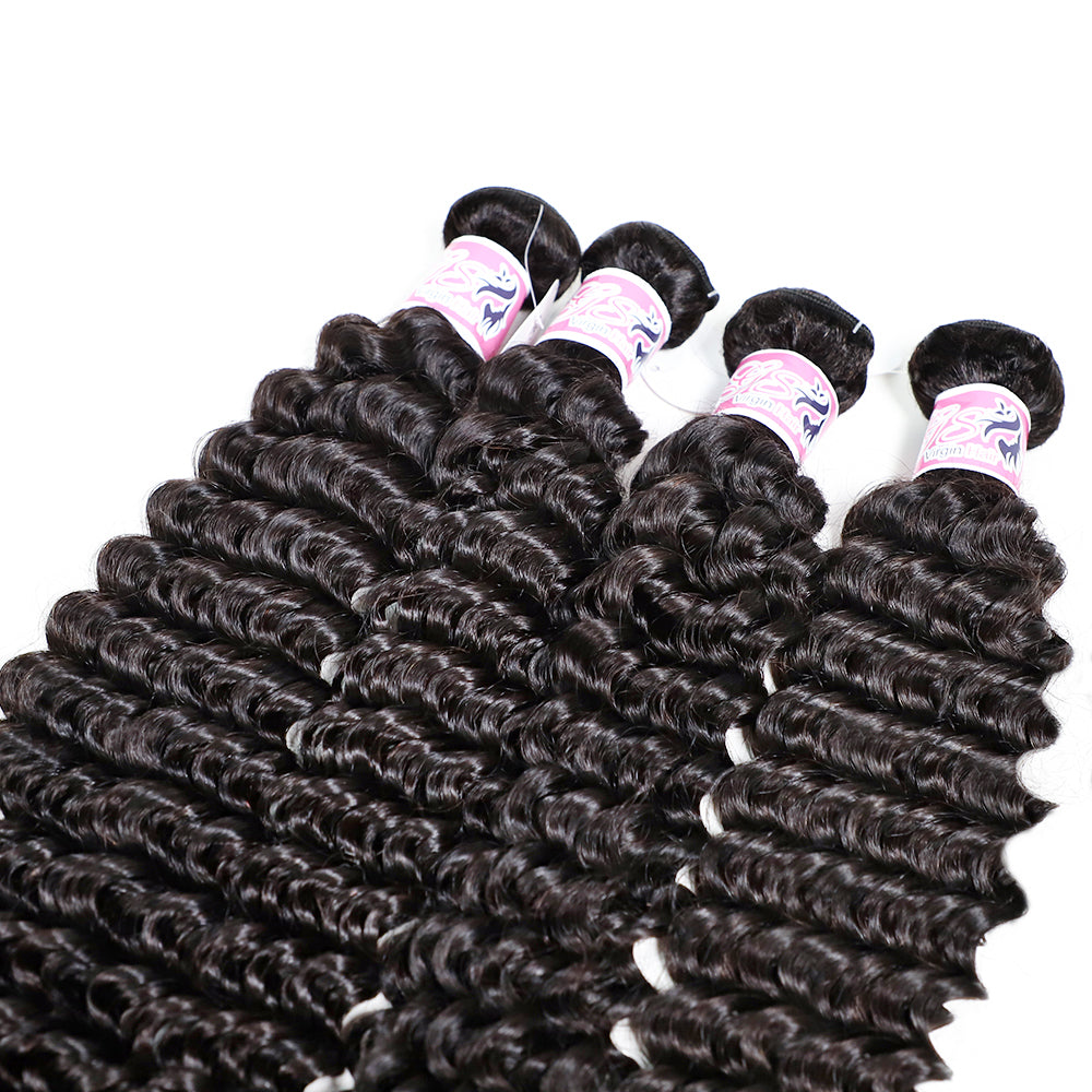 GS Virgin Hair Malaysian Deep Curly Human Virgin Hair 4 Bundles Cabello Series