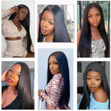GS Virgin Hair Straight Hair 4 Bundles with 4X4 HD Lace Closure Middle Part ,Natural Black 100% Virgin Hair