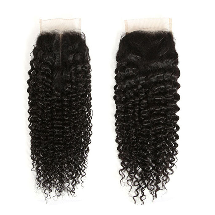 GS Virgin Hair Upgrade Lace Closure Deep Curly 4*4 Middle Part Top Lace Closure Natural Black Color Cabello Series