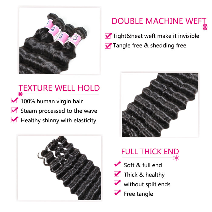 GS Virgin Hair Cabello Series Malaysian Hair Weaving 3pcs/Lot Deep Wave