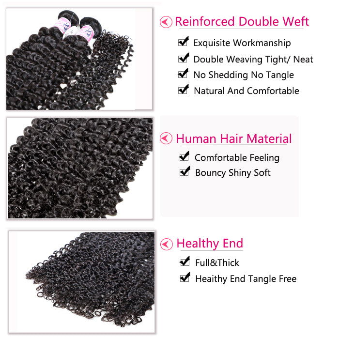 GS Virgin Hair Cabello Series Malaysian Deep Curly Hair Weave 3 Bundles