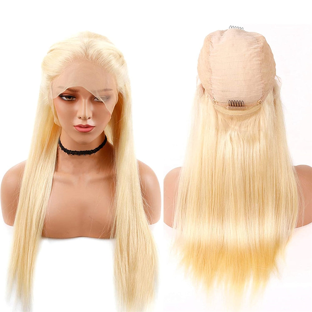 GS Virgin Hair Cabello Series 150% Density Virgin Human Hair Soft Long 613 Blonde Straight 13X4 Lace Frontal Wig