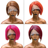 Gs Virgin Hair Short Bob Wig Brown / Gold / Orange / Pink / Red