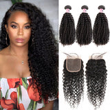 GS Virgin Hair Curly Hair Products 3PC Curly Weaves With Closures 5x5 Lace Closures