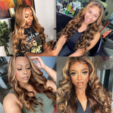 GS Virgin Hair Balayage Highlights 180 density 13x4 Lace Front Wigs Body Wave Human Hair Wigs Cabello series