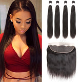 GS Virgin Hair Weave 4 Bundles With 13*4 Human Hair Lace Frontal Cheap Straight Hair Weave