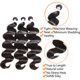 GS Virgin Hair 3 Bundles Brazilian With Closure Middle Part 100% Virgin Remy Human Hair middle Part 5x5 Lace Closure Natural Black Color Body Wave  hair