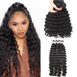 GS Virgin Hair Indian Deep Wave Human Virgin Hair 4 Bundles Blue Series