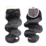 GS Virgin Hair Body Wave 5x5 HD Invisible Knots Lace Closure with 3 Bundles Virgin Human Hair