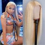 GS Virgin Hair Color 613 4x4 5X5 Closure Wigs Natural  Straight Blonde Wigs