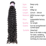 GS Virgin Hair Cabello Series 1 pcs Deep Curly Human Virgin Hair Weavin