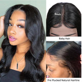 GS Virgin Hair 5x5 Transparent Lace Closure Wigs Body Wave Wig Natural Black Human Hair Wigs For Women Cabello Series