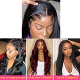 GS Virgin Hair 6x6 Transparent Lace Closure Body Wave  Middle  Part Hair Invisible Knots Cabello series