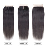 GS Virgin Hair Upgrade 4X4 Middle Part Lace Closure with Baby Hair Straight Human Hair Closure Middle Part Natural Black Cabello Series