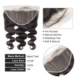 GS Virgin Hair 13X6 HD Lace Frontal Body Wave Full hand hook 100% black high quality virgin hair