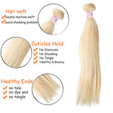 GS Virgin Hair Blonde Straight Hair 5*5 Lace Closure With 3 Bundles Brazilian Virgin Straight Human Hair Weaves