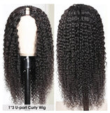 GS Virgin Hair U Part Wig Brazilian Hair Deep Curly Wig Natural Color 100%Vrigin Hair Cabello Series