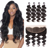 GS Virgin Hair 4 Bundles Body Wave Virgin Hair With 13x4 Lace Frontal