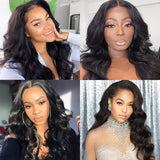 GS Virgin Hair 4pcs Brazilian Virgin Hair Body Wave Hair Bundles With 5X5 Transparent Lace Closure
