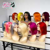 GS Virgin Hair 13X4 lace bob wigs,Brazilian human hair Red/Yellow/Purple/613 lace front wigs