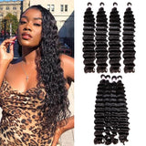 GS Virgin Hair Indian Deep Wave Human Virgin Hair 4 Bundles Cabello Series