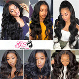 GS Virgin Hair Long Silky Body Wave Hair Weaves With 13X4 Lace Closure 3 Pcs Thick And Soft Hair Human Hair Bundles