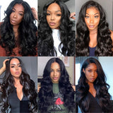 GS Virgin Hair New Style Bouncy Body Wave 13x4 Transparent Lace Frontal Wigs Human Hair Natural Black