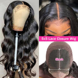 GS Virgin Hair 5x5 Transparent Lace Closure Wigs Body Wave Wig Natural Black Human Hair Wigs For Women Cabello Series