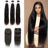 GS Virgin Hair 3 Bundles Brazilian Virgin Hair Straight With 6x6 Closure Cabello Series