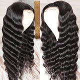 Gs Virgin Hair Cabello Series Black Deep Wave  150 Density 13x4 HD Lace Front Human Hair Wigs With Baby Hair