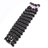 GS Virgin Hair  Deep Wave 4 Bundles With 5x5 Free Part HD Lace Closure Natural Black