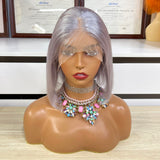 GS Virgin Hair Bob Straight Human Hair Color 13x4 Front Lace Wig Pink Purple Orange Blue Green