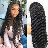 GS Virgin Hair Deep Wave Frontal Wig 4X4 Lace Front Human Hair Wigs For Women  Brazilian Curly Human Hair