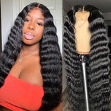 GS Virgin Hair Deep Wave Frontal Wig 4X4 Lace Front Human Hair Wigs For Women  Brazilian Curly Human Hair