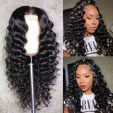 GS Virgin Hair Deep Wave Frontal Wig 4X4 Lace Front Human Hair Wigs For Women  Brazilian Curly Human Hair