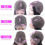 GS Virgin Hair 5X5 HD Deep Wave / Move Wave Lace Frontal Wig Pre Plucked Human Hair Wigs For Women With Baby Hair