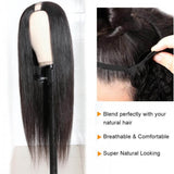 GS Virgin Hair U Part Human Hair Wigs Brazilian Virgin Straight 150 Density Glueless Middle Part Wig  Natural Color Cabello Series
