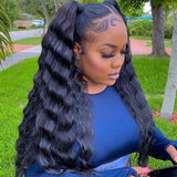 Gs Virgin Hair Deep Wave Lace Frontal Wig With Baby Hair Glueless Deep Curl Human Hair Wig 150% Density
