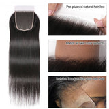 GS Virgin Hair 5X5 HD Lace Closure With 4 Bundles Straight Hair 100% Transparent Lace Closure Invisible Knots Cabello Series
