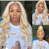 GS Virgin hair Cabello Series 150% density Virgin Human Hair Soft Long 613 Blonde Body wave  13x4 Lace Frontal Wig