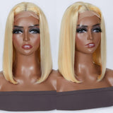 GS Virgin Hair 4x4 Virgin Blond 10a 613 Lacefront Bob Wig,Short Blonde 613 Bob Wig